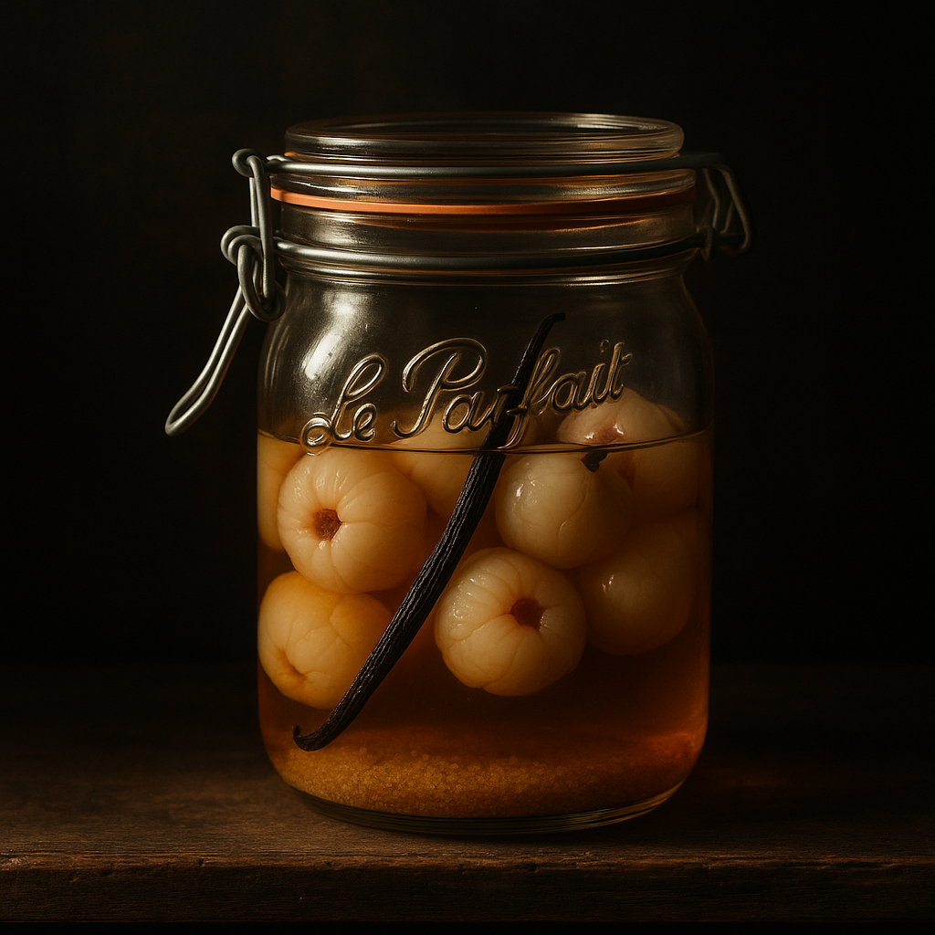 Rhum arrangé litchi frais, gousse de vanille & sucre de canne blond